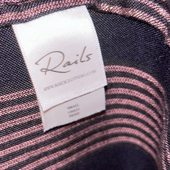 RAILS Jasmine Metallic Striped Blouson Dress- Navy/ Rose Gold Size Small - Picture 8 of 8